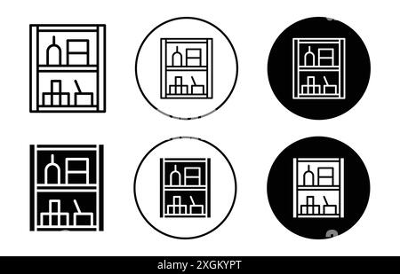 Contour vectoriel de signe de logo d'icône de stockage d'étagères en noir et blanc Illustration de Vecteur