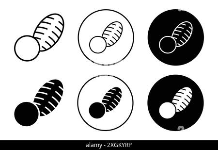 Contour de vecteur de signe de logo de patate douce en couleur noire et blanche Illustration de Vecteur