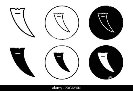 Contour de vecteur de signe de logo Tusk icône en couleur noire et blanche Illustration de Vecteur