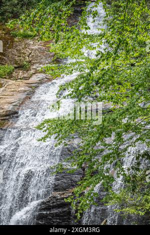 Belles chutes Helton Creek dans la forêt nationale de Chattahoochee près de Blairsville, Géorgie. (ÉTATS-UNIS) Banque D'Images