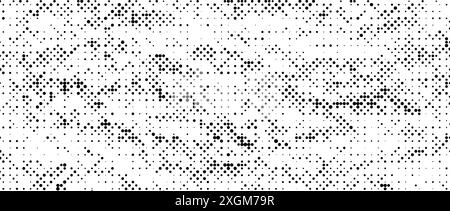 Bitmap de texture de grain pixelisée. Motif étincelant abstrait en pointillés. Fond grunge tramé. Fond d'écran de jeu vidéo. Toile de fond rétro Pixel Art. Superposition de demi-teintes de bande dessinée. Vecteur de taches de poussière Illustration de Vecteur