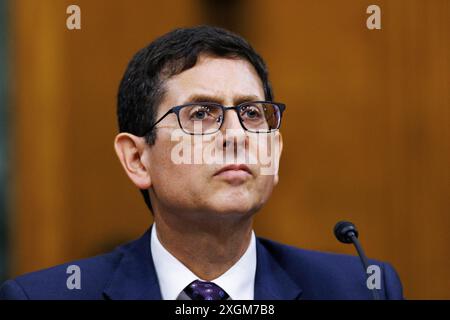 Washington, États-Unis d'Amérique. 09 juillet 2024. Phillip Swagel, directeur du Bureau du budget du Congrès, témoigne devant la Commission du budget du Sénat lors d'une audience à Washington DC le mardi 9 juillet 2024. Crédit : Aaron Schwartz/CNP/Sipa USA crédit : Sipa USA/Alamy Live News Banque D'Images