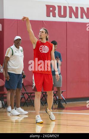 L'attaquante Kelly Olynyk des Raptors de Toronto s'entraîne avec équipe Canada avant les Jeux olympiques d'été au Mendenhall Center Banque D'Images