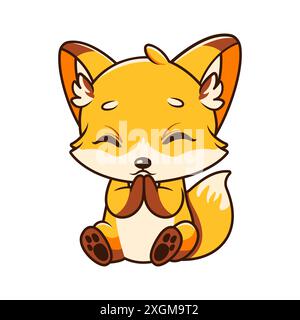 Baby Fox animal Mascot illustration de personnage de dessin animé avec expression mignonne Illustration de Vecteur