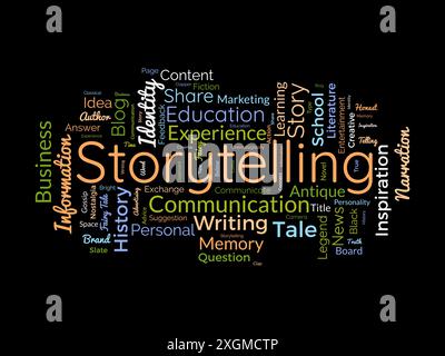 Modèle de storytelling Wordcloud. Fond de vecteur de concept de littérature. Illustration de Vecteur