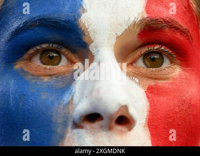 09 juil. 2024 - Espagne v France - Championnats de l'UEFA Euro 2024 - demi-finale - Munich. Un fan français lors de la demi-finale contre l'Espagne.. Image : Mark pain / Alamy Live News Banque D'Images