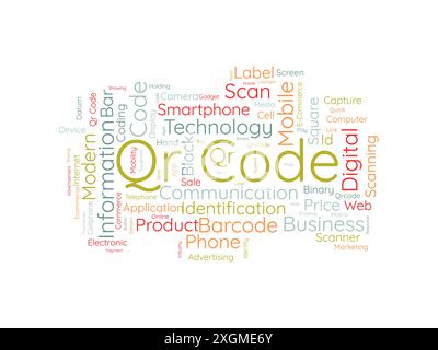 Modèle de nuage de mots de code QR. Fond de vecteur de concept d'entreprise. Illustration de Vecteur