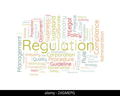 Modèle de nuage de mots de réglementation. Fond de vecteur de concept d'entreprise. Illustration de Vecteur