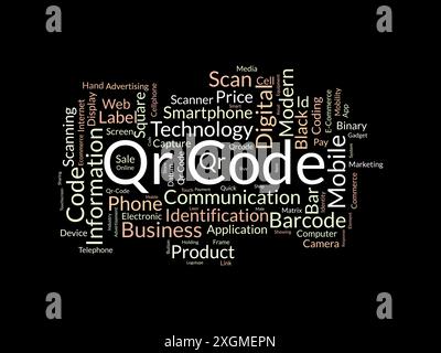 Modèle de nuage de mots de code QR. Fond de vecteur de concept d'entreprise. Illustration de Vecteur