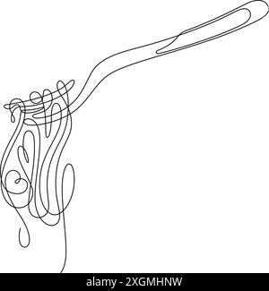 un dessin au trait de spaghetti roulé avec une fourchette gros plan illustration vectorielle Illustration de Vecteur