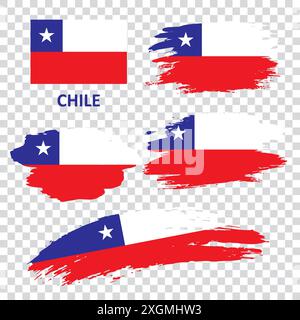 Ensemble de drapeaux du Chili Illustration de Vecteur