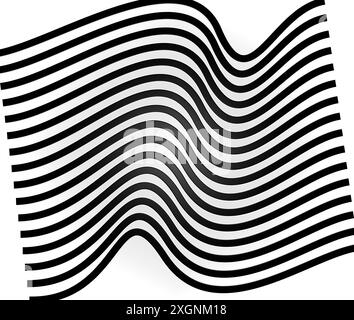 Image abstraite avec des lignes ondulées noires sur un fond blanc créant une illusion optique de mouvement Banque D'Images