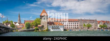 Vue panoramique historique Rhin Gate Tower ou Rheintorturm à Constance au lac de Constance, Allemagne Banque D'Images