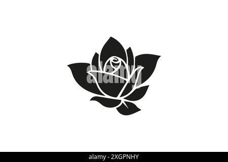 Illustration élégante de Rose noire - icône florale simple Illustration de Vecteur