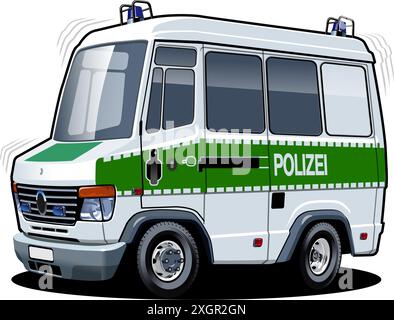 Fourgon de police de dessin animé vectoriel. Format vectoriel EPS-10 disponible séparé par groupes et couches pour une édition facile Illustration de Vecteur