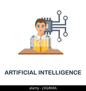 Icône plate Intelligence artificielle. Signe coloré de la collection d'apprentissage automatique. Illustration d'icône d'intelligence artificielle créative pour la conception Web Illustration de Vecteur