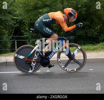 Dylan Groenewegen, Team Jayco Alula, 2024 Tour de france étape 7 chronométré de nuits-Saint-Georges à Gevrey-Chambertin, Bourgogne, France. Banque D'Images