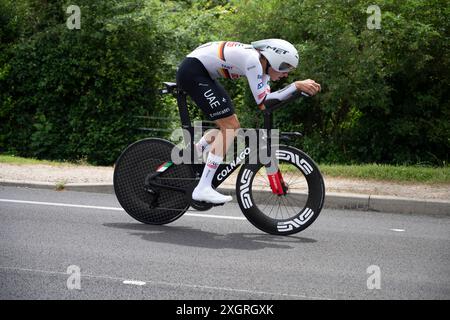 Nils Politt, Émirats Arabes Unis, 2024 Tour de france étape 7 contre-montre de nuits-Saint-Georges à Gevrey-Chambertin, Bourgogne, France. Banque D'Images