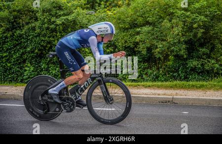 Stephen Williams, Israel-premier Tech, Tour de france 2024 étape 7 contre-montre de nuits-Saint-Georges à Gevrey-Chambertin, Bourgogne, France. Banque D'Images