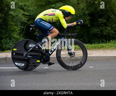 Louis Meintjes, Louis Meintjes, 2024 Tour de france étape 7 contre-montre de nuits-Saint-Georges à Gevrey-Chambertin, Bourgogne, France. Banque D'Images