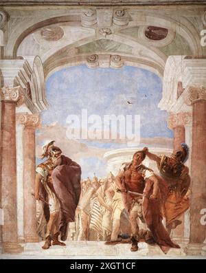 La rage d'Achille, fresque de Giovanni Battista Tiepolo (1757, Villa Valmarana ai Nani, Vicence) Banque D'Images