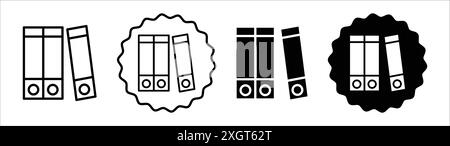 Contour de vecteur de signe de logo d'icône de classeur en noir et blanc Illustration de Vecteur