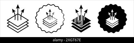 3 couches respirantes icône logo logo contour vectoriel en noir et blanc Illustration de Vecteur