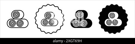 Contour de vecteur de signe de logo d'icône de balle en couleur noire et blanche Illustration de Vecteur