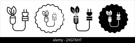 Contour de vecteur de signe de logo d'icône d'énergie de biomasse en noir et blanc Illustration de Vecteur