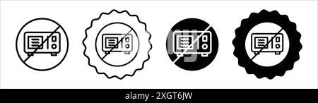 Ne pas micro-ondes logo logo logo contour vectoriel en noir et blanc Illustration de Vecteur