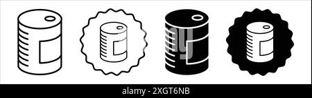 Contour de vecteur de signe de logo d'icône de nourriture en conserve en couleur noire et blanche Illustration de Vecteur