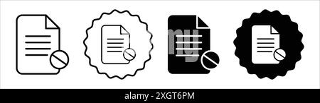 Annuler le contour vectoriel de signe d'icône de fichier en noir et blanc Illustration de Vecteur