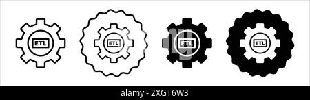 Contour de vecteur de signe de logo d'icône d'ETL en noir et blanc Illustration de Vecteur