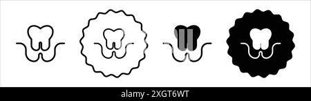 Contour de vecteur de signe de logo d'icône de dent d'extraction en noir et blanc Illustration de Vecteur