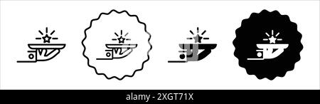 Contour de vecteur de signe de logo d'icône de service exclusif en couleur noir et blanc Illustration de Vecteur