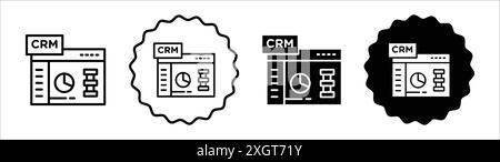 Contour de vecteur de signe de logo d'icône CRM en couleur noir et blanc Illustration de Vecteur