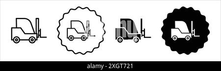 Contour de vecteur de signe de logo d'icône de chariot élévateur en couleur noire et blanche Illustration de Vecteur