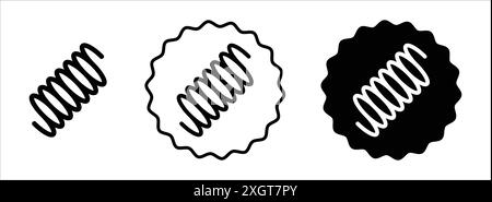 Contour de vecteur de signe de logo d'icône de ressort flexible en couleur noire et blanche Illustration de Vecteur