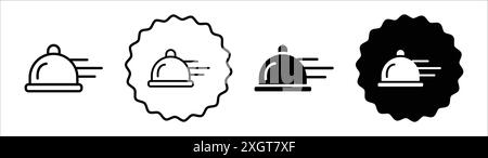 Contour de vecteur de signe de logo d'icône de livraison de nourriture en couleur noire et blanche Illustration de Vecteur