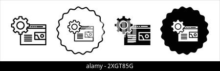 Contour de vecteur de signe de logo d'icône de développement frontal en noir et blanc Illustration de Vecteur