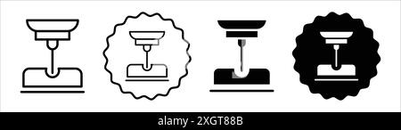 Contour de vecteur de signe de logo de machine laser en couleur noire et blanche Illustration de Vecteur