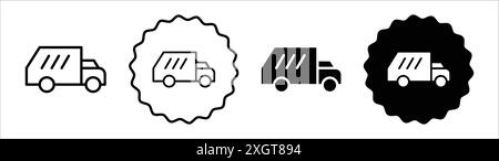 Contour de vecteur de signe de logo de camion d'ordures en noir et blanc Illustration de Vecteur