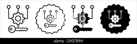 Contour de vecteur de signe de logo d'icône de facteur clé en couleur noir et blanc Illustration de Vecteur