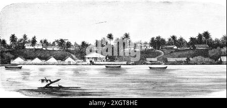 Centre de commerce allemand sur un fleuve Cameroun, République du Cameroun, colonie allemande, Afrique centrale, illustration historique 1886 Banque D'Images