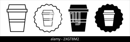 Contour de vecteur de signe de logo d'icône en verre en plastique en couleur noire et blanche Illustration de Vecteur