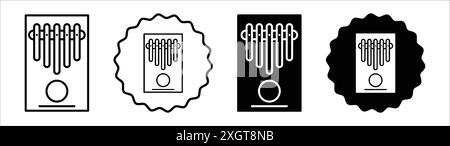 Contour de vecteur de signe de logo d'icône de Kalimba en couleur noire et blanche Illustration de Vecteur