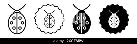 Contour de vecteur de signe de logo de coccinelle en noir et blanc Illustration de Vecteur