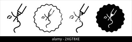 Contour de vecteur de signe de logo d'icône de dermatologie laser en couleur noire et blanche Illustration de Vecteur