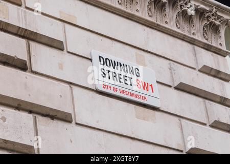 Panneau numéro 10 Downing Street à l'entrée Banque D'Images