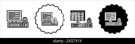 Contour de vecteur de signe de logo d'icône de système de PDV en noir et blanc Illustration de Vecteur